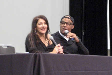 Marina Sirtis & Michael Dorn on stage together at Fan Expo