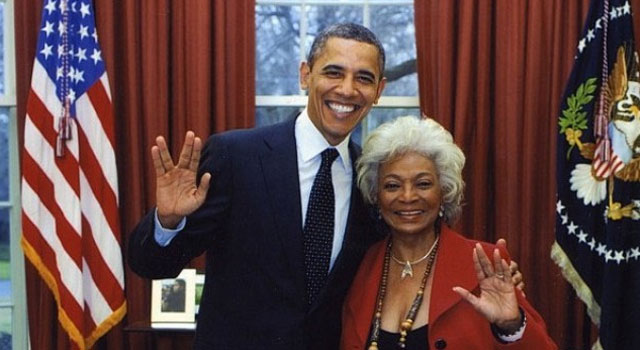 President Obama Gives a Vulcan Salute with Nichelle Nichols