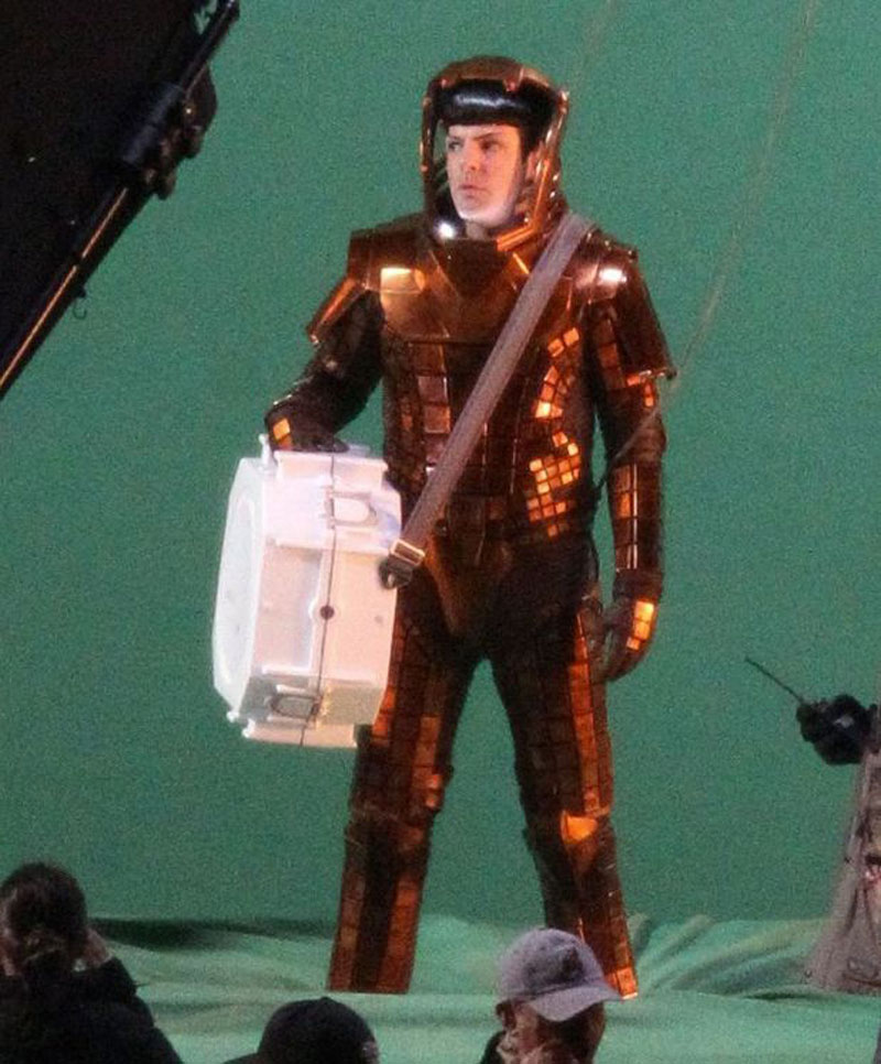 Zachary Quinto on set filming next summer's Star Trek sequel
