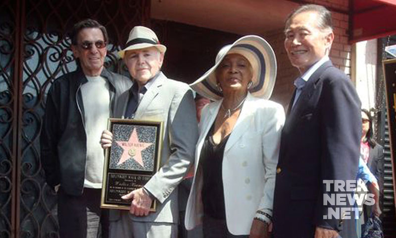 Nimoy, Koenig, Nichols and Takei at the Hollywood Walk of Fame ceremony in September 2012
