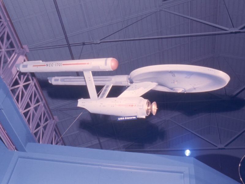 The Star Trek starship Enterprise model on display in the Smithsonian Arts and Industries building in 1975. 