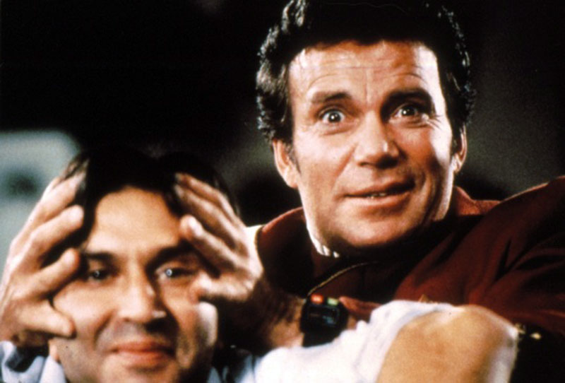 Nicholas Meyer and William Shatner on the set of "Wrath of Khan"