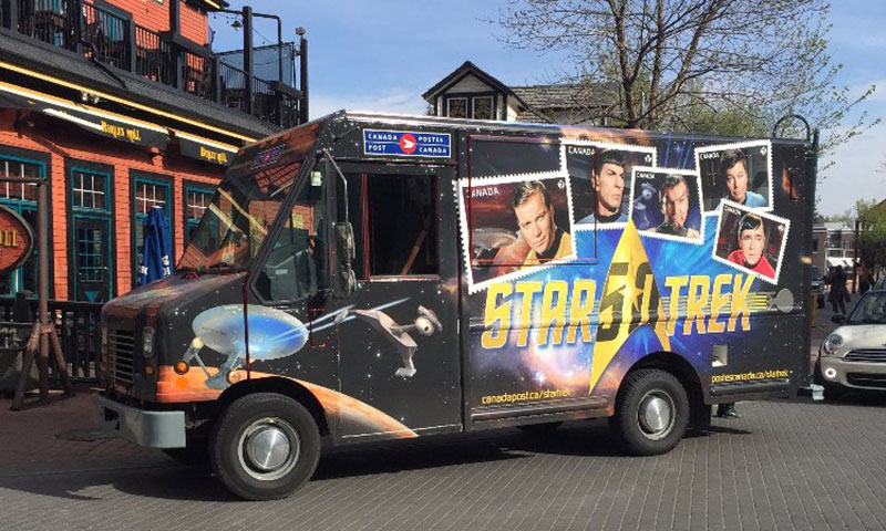 Canada Post's specially wrapped Star Trek delivery vehicles