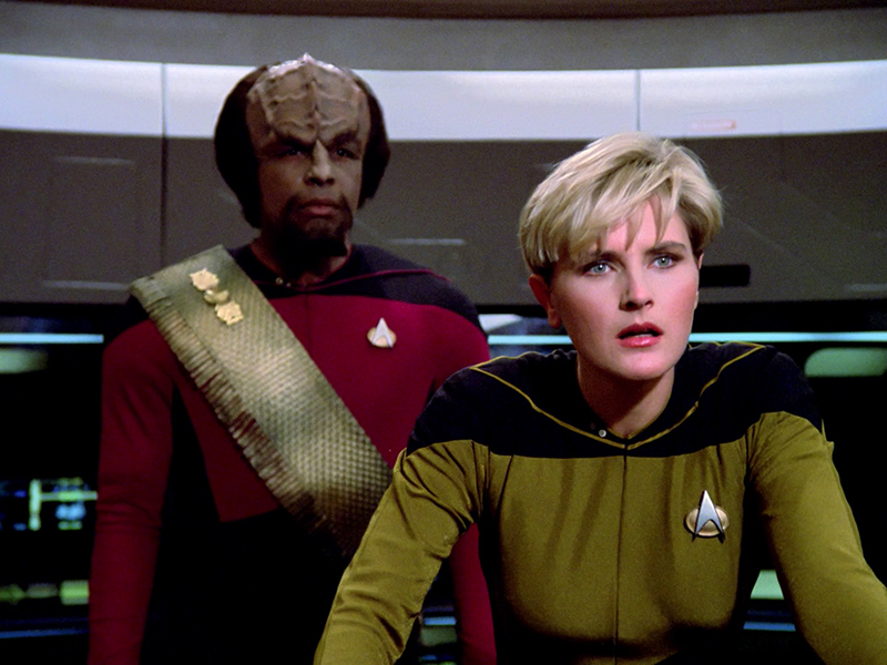 Denise Crosby as Tasha Yar in TNG's "The Naked Now"