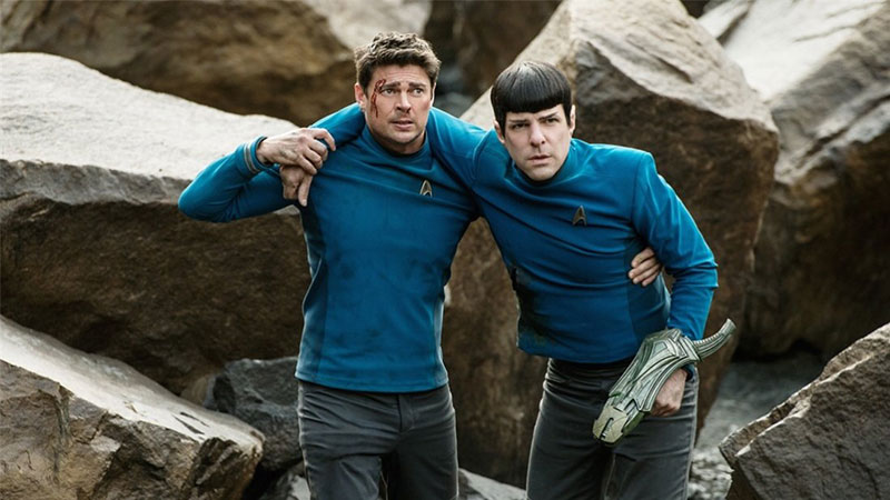 Karl Urban as "Bones" and Zachary Quinto as "Spock" in 2016's Star Trek Beyond