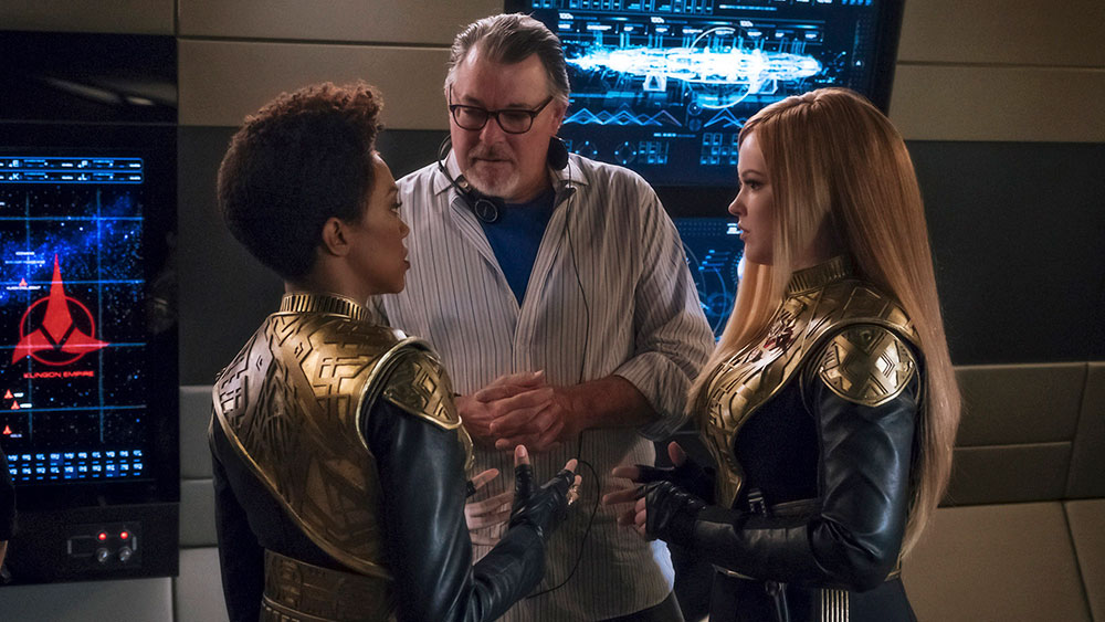 Frakes, along with Sonequa Martin-Green and Mary Wiseman on the set of Star Trek: Discovery