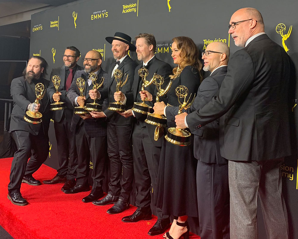 Discovery's makeup department with their newly-won Emmy Awards